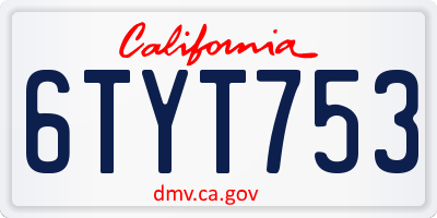 CA license plate 6TYT753