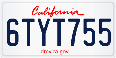 CA license plate 6TYT755