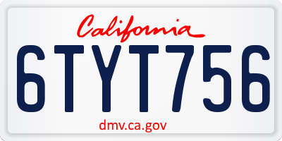 CA license plate 6TYT756