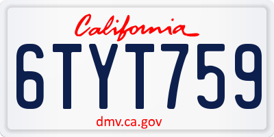 CA license plate 6TYT759