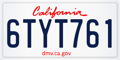 CA license plate 6TYT761