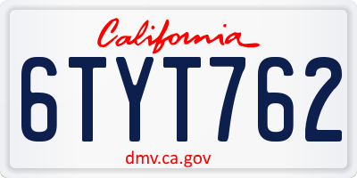 CA license plate 6TYT762