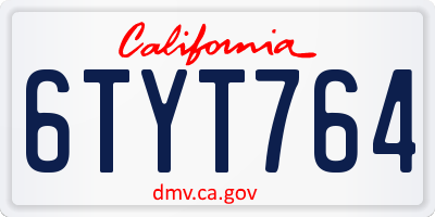 CA license plate 6TYT764