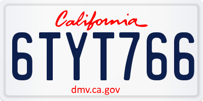 CA license plate 6TYT766