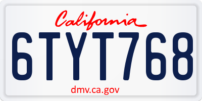 CA license plate 6TYT768