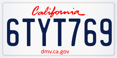 CA license plate 6TYT769