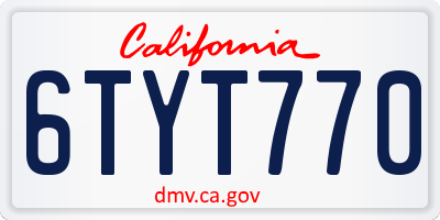 CA license plate 6TYT770