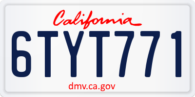 CA license plate 6TYT771