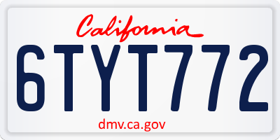 CA license plate 6TYT772
