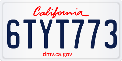 CA license plate 6TYT773