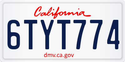 CA license plate 6TYT774