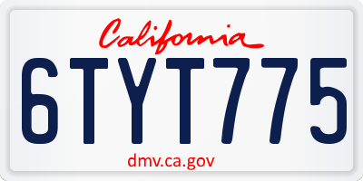 CA license plate 6TYT775