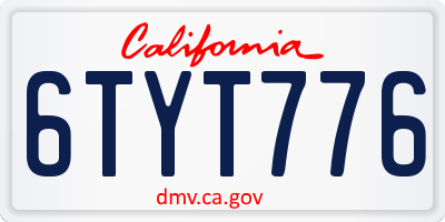 CA license plate 6TYT776