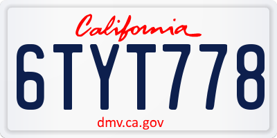 CA license plate 6TYT778