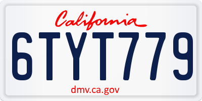 CA license plate 6TYT779