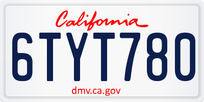 CA license plate 6TYT780