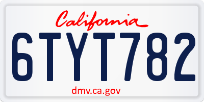 CA license plate 6TYT782
