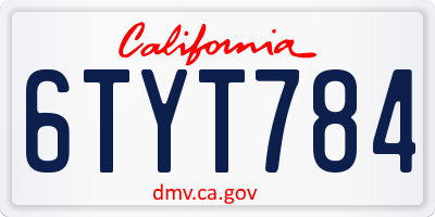 CA license plate 6TYT784