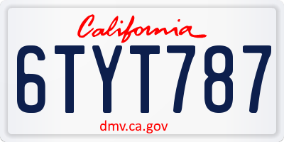 CA license plate 6TYT787