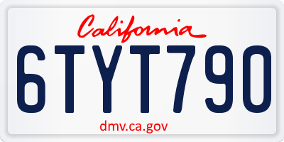 CA license plate 6TYT790