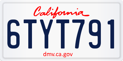 CA license plate 6TYT791