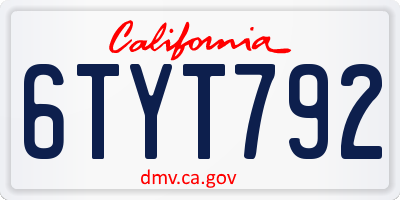 CA license plate 6TYT792