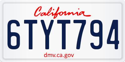 CA license plate 6TYT794