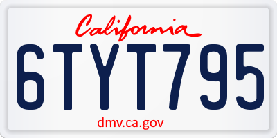 CA license plate 6TYT795
