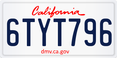 CA license plate 6TYT796
