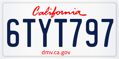 CA license plate 6TYT797
