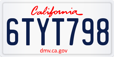 CA license plate 6TYT798