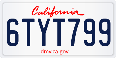 CA license plate 6TYT799