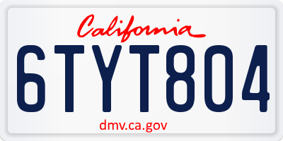 CA license plate 6TYT804