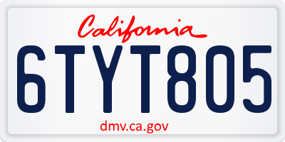 CA license plate 6TYT805