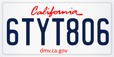 CA license plate 6TYT806