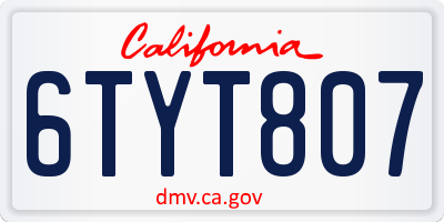 CA license plate 6TYT807