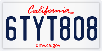 CA license plate 6TYT808