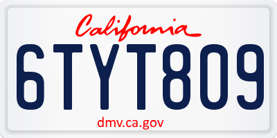 CA license plate 6TYT809