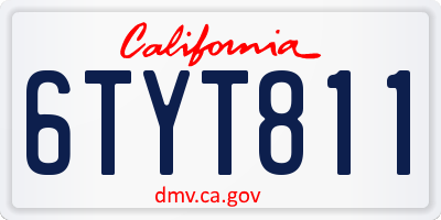 CA license plate 6TYT811