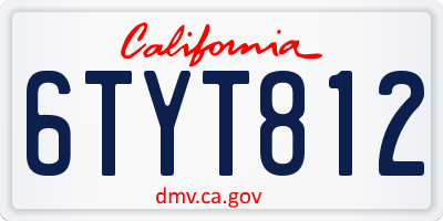 CA license plate 6TYT812