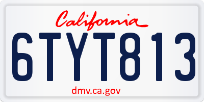 CA license plate 6TYT813
