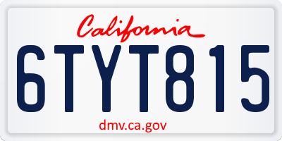 CA license plate 6TYT815