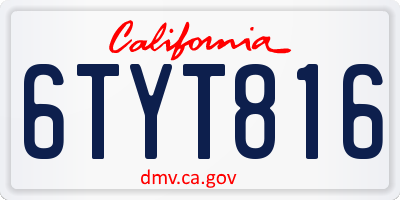CA license plate 6TYT816