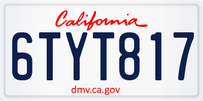 CA license plate 6TYT817