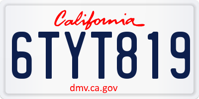 CA license plate 6TYT819