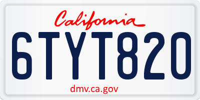 CA license plate 6TYT820