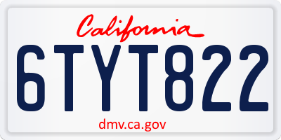 CA license plate 6TYT822