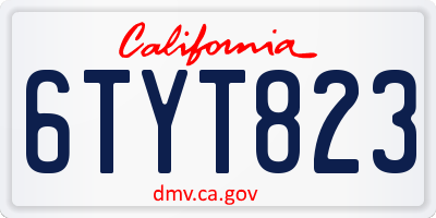 CA license plate 6TYT823