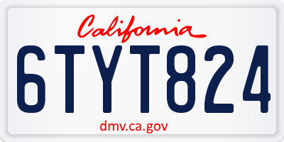 CA license plate 6TYT824