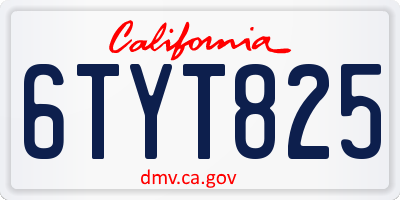 CA license plate 6TYT825